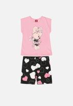 Bee Loop - Baby girls printed tee & calf length pants - pink
