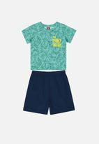 Bee Loop - Boys T-shirt & sweat bermuda set - blue & navy