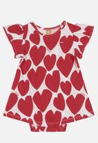 UP Baby - Heart bodysuit dress - red
