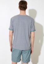Trendyol - Top & check shorts pj set - grey & green 