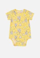 Quimby - Baby girls multi print babygrow - yellow