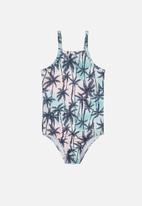 Quimby - Girls palm tree swimsuit - blue