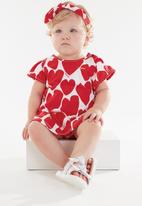 UP Baby - Heart bodysuit dress - red