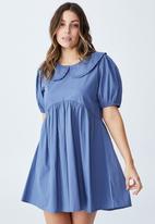 Cotton On - Woven jessie short sleeve collar babydoll mini dress - coastal blue