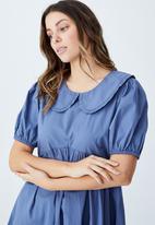 Cotton On - Woven jessie short sleeve collar babydoll mini dress - coastal blue