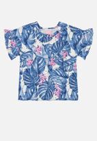 Quimby - Girls blouse with leaves - blue