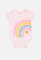 Quimby - Girls rainbow babygrow - light pink