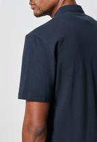 Superbalist - Pique knit mandarin shirt - navy 