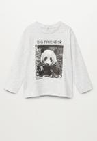 MANGO - T-shirt panda - grey