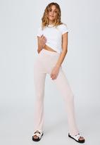 Cotton On - Cotton vegetable dye ribbed flare pant - mulberry pink marle