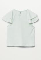 MANGO - Short sleeve ruffled shirt - green
