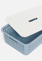 Litem - Set of 2 myroom i basket with lid small - blue