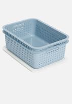 Litem - Set of 2 myroom i basket with lid small - blue
