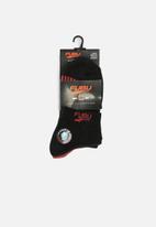 FUBU - Mens midcut socks 3 pack - black & red 