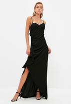 Trendyol - Waist detailed evening dress  - black
