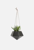 Grey Gardens - Diamond shape hanging planter - black