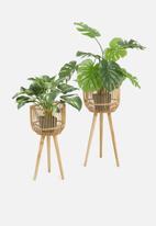 Sixth Floor - Hien bamboo & wood planter set - neutral 