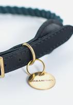 Urbanpaws - Rope and leather collar-teal