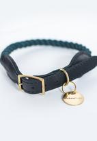 Urbanpaws - Rope and leather collar-teal