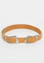Superbalist - Western leather double buckle belt - tan