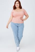Cotton On - Curve sweetheart short sleeve top - dusty pink
