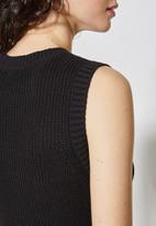 Superbalist - Ribbed organic knitwear tank dress - black
