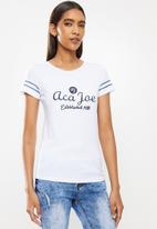 Aca Joe - Basketball short sleeve T-shirt - white & navy