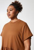 Superbalist - Funnel neck babydoll T-shirt dress - brown