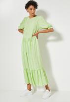 Superbalist - Tiered maxi dress -  lime condensed ditsy