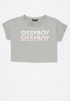 SISSY BOY - Boxy crop top - grey melange
