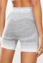 SISSY BOY - Seamless cycling shorts with vinyl prints - grey melange/white