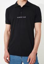 Trendyol - Chest print short sleeve golfer - black