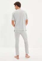 Trendyol - Short sleeve printed top & pants sleep set - grey