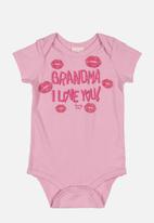 Quimby - Girls grandma babygrow - pink