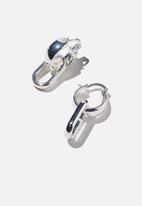 Rubi - Premium mid hoop - sterling silver plated double link drop