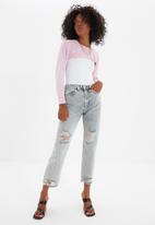 Trendyol - Ripped detailed high waist straight jeans - grey
