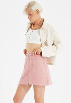 Trendyol - Pocket detailed zippered mini denim skirt - pink