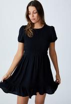 Cotton On - Woven riviera smock mini dress - black