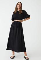 Cotton On - Woven riviera maxi skirt - black