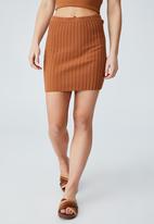 Cotton On - Nightfall knit mini skirt - bronzed brown