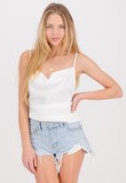 The Lot - Side tie satin crop -  white