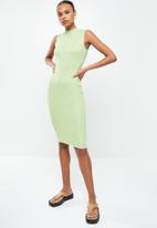 Missguided - High neck ribbed backless midi dress - sage