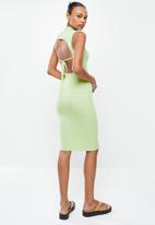 Missguided - High neck ribbed backless midi dress - sage
