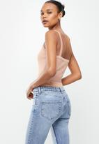 Missguided - Ribbed d ring bodysuit - blush