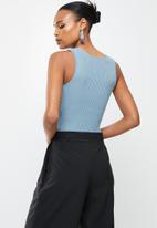 Missguided - Asymmetric knitted bodysuit - blue