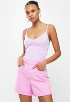 Missguided - Keyhole detail ruched sides bodysuit - lilac