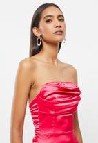 The Lot - Look don’t touch ruche satin dress - red