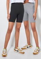 Superbalist - 2 pack rib cycle shorts - black & grey