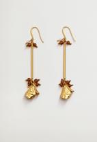 MANGO - Beaded pendant earrings - gold