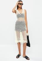 SISSY BOY - Risley: crochet midi dress with tassel detail - cream